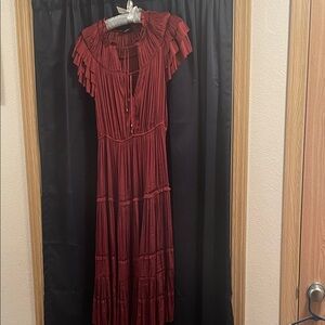 Reset by Jane Kianna Ruffle dress size medium burgundy rust color